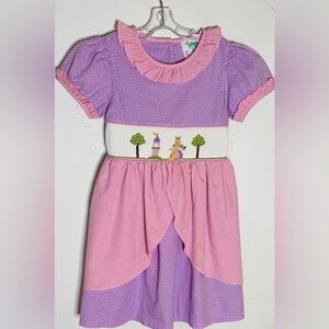 Smocked Purple and Pink Polka Princess Dress - FIRM PRICE